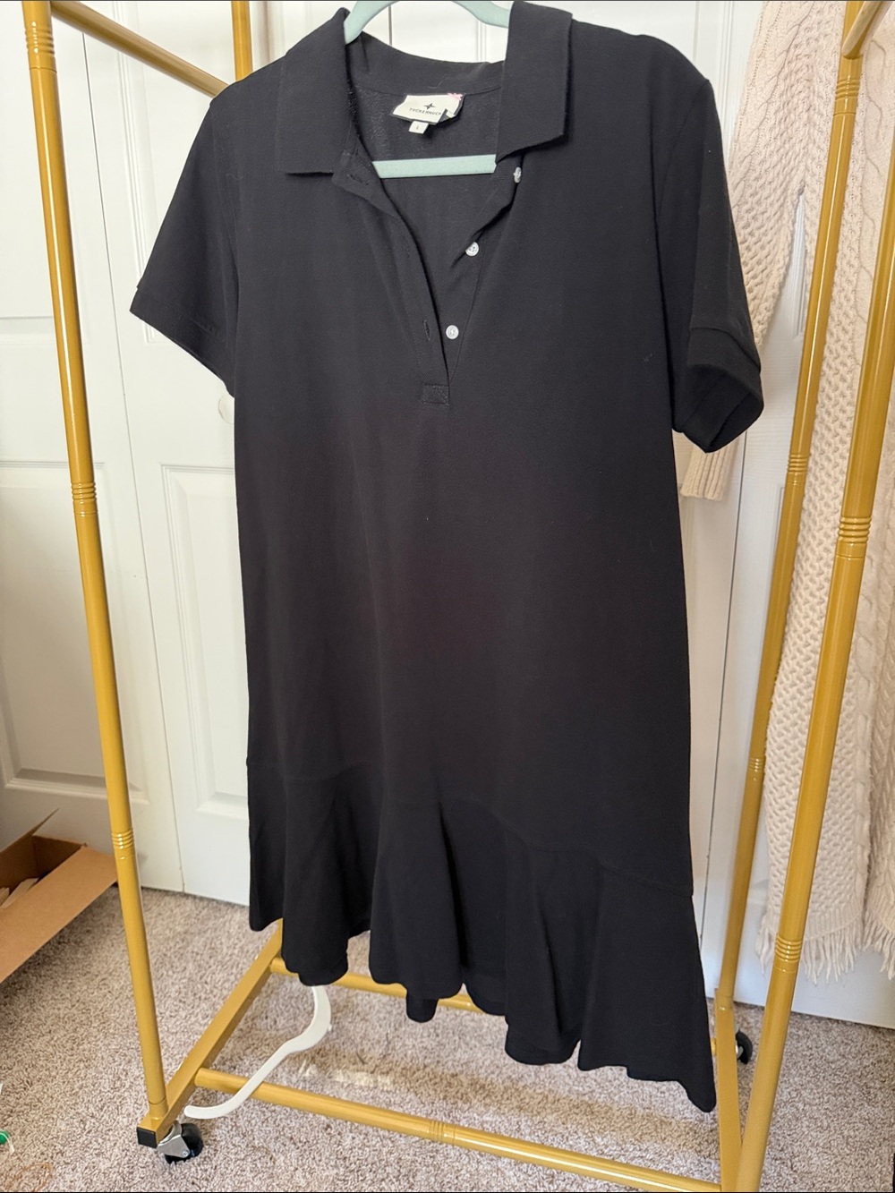 Tuckernuck Black Polo Ruffle-Hem Coverup